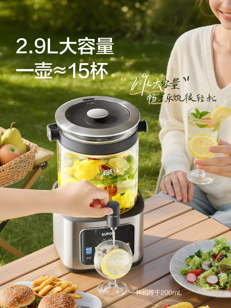 Supor Pure Titanium Health Pot, Multifunctional 2.9L Large Capacity Kettle for Home Use, Office Glass Health Tea Maker