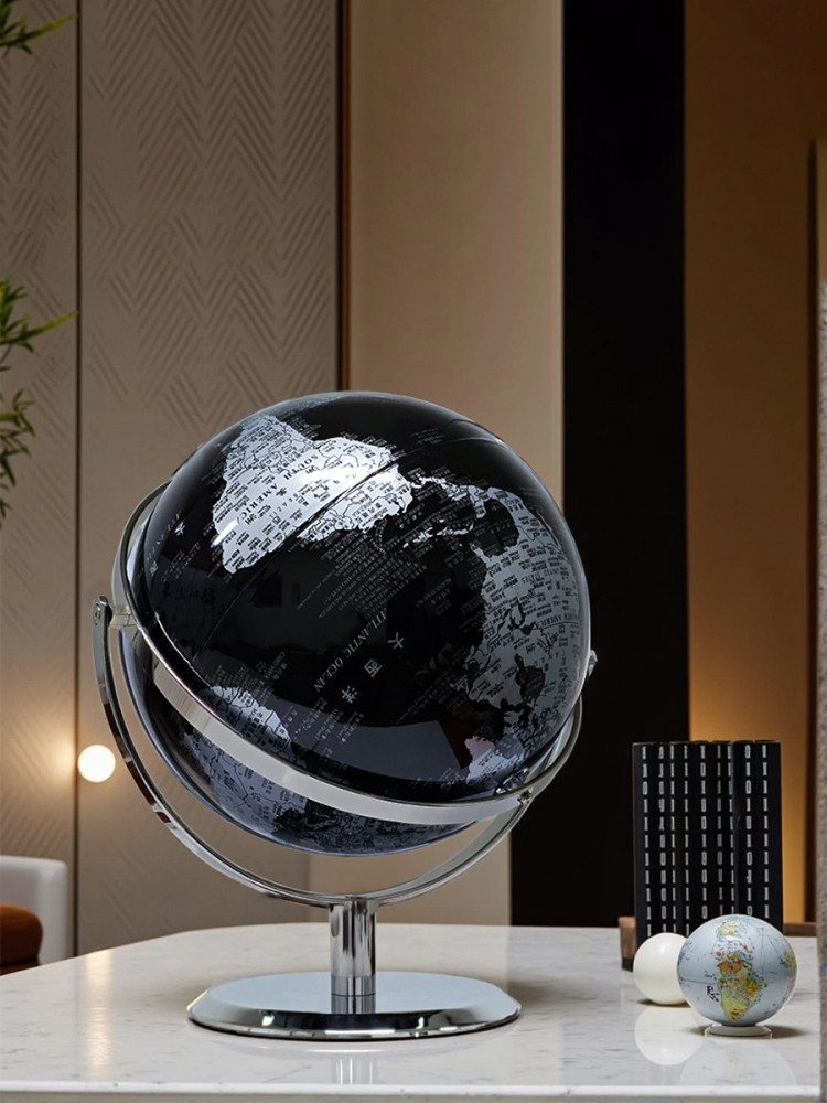Silver High-End Light Luxury Globe Ornament Opening Gift Office Decoration Entrance Hall Living Room Study Crafts