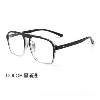 Authentic radiation-proof and light-resistant glasses for men, trendy transparent large electric frame brain protection blue eyeglasses, color-changing flat mirrors for women with big faces