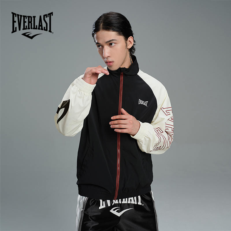 American Everlast Boxing Training Retro Jacket Men's Color-Blocking Running Warm-Up Fitness Mesh Sports Jacket Women's