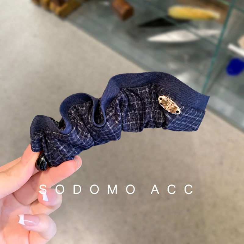 Korean Vintage Plaid Gold Label Pleated Ruffle Banana Clip New Style Ponytail Clip Vertical Clip Lazy Twist Clip