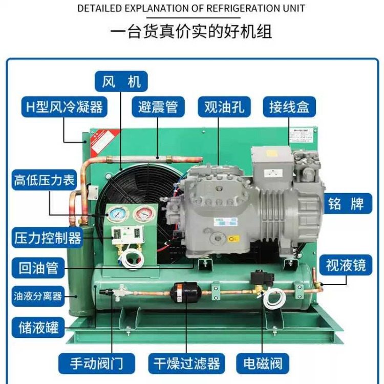 浙江大明半封活塞敞开式7-15P中温制冷机组肉类海鲜冷冻机器全新(pic3)