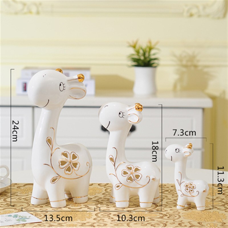 Creative Ceramic Ornaments for the Living Room, a Family of Three, a Deer and a Child Figurines, Home Decorations, Wedding Gifts for Newlyweds, a Pair Creative Ceramic Ornaments for the Living Room, a Family of Three, a Deer and a Child Figurines, Home Decorations, Wedding Gifts for Newlyweds, a Pair