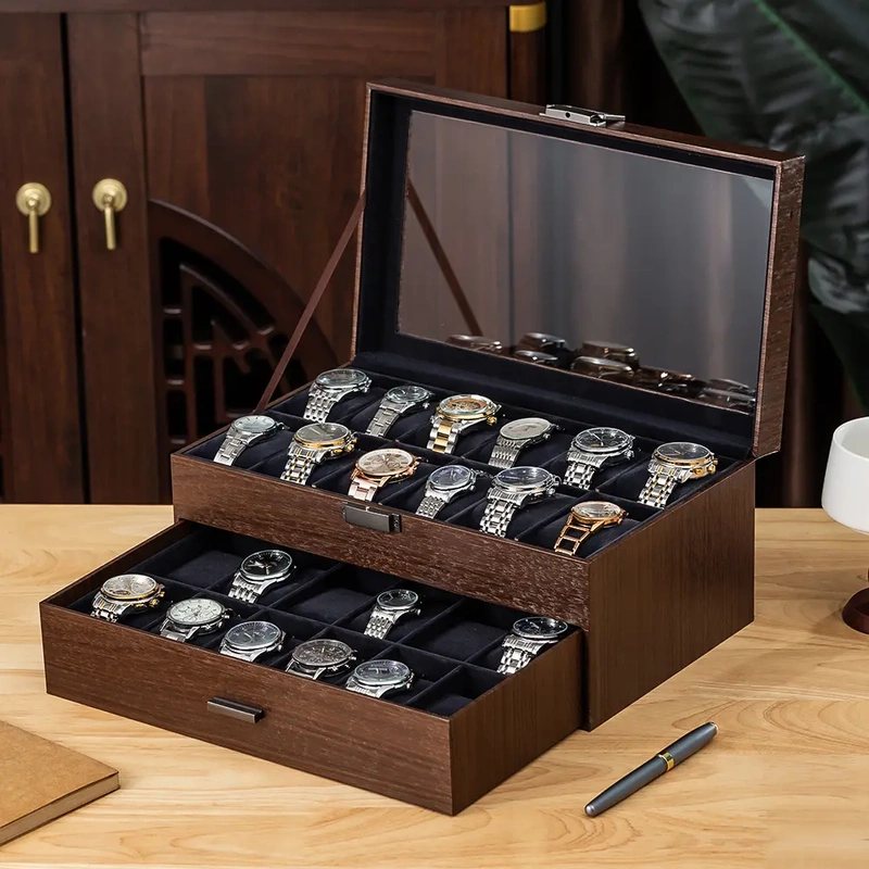 Watch Storage Box, New Model Watch Box, Walnut Wood Grain Watch Jewelry Box, Sunglasses Watch Storage Box, New Model Watch Box, Walnut Wood Grain Watch Jewelry Box, Sunglasses