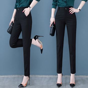 Black suit pants for women drooping small feet nine-point professional suit women's pants for autumn 2024 new high-waist slimming cigarette pants