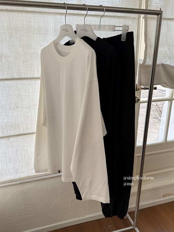 Mo Studio｜Korean Voef Alternative Loose Casual Versatile Long-Sleeve T-Shirt + Draped Lantern Pants