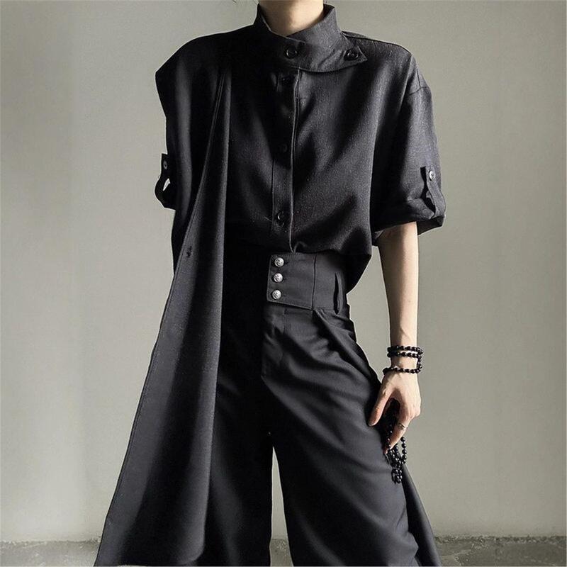 Retro Shirt, French Scarf, Unisex Summer Design, Unisex Style, Ribbon Short-Sleeved Shirt, Yamamoto Style Top, Trendy Retro Shirt, French Scarf, Unisex Summer Design, Unisex Style, Ribbon Short-Sleeved Shirt, Yamamoto Style Top, Trendy