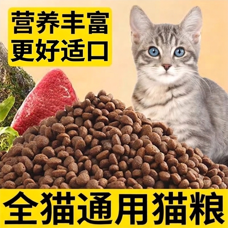 General-Purpose Cat Food 5 Pounds 5kg Ocean Salmon Flavor Kitten Food Large Pack Adult Cat Stray Cat Main Food Pet