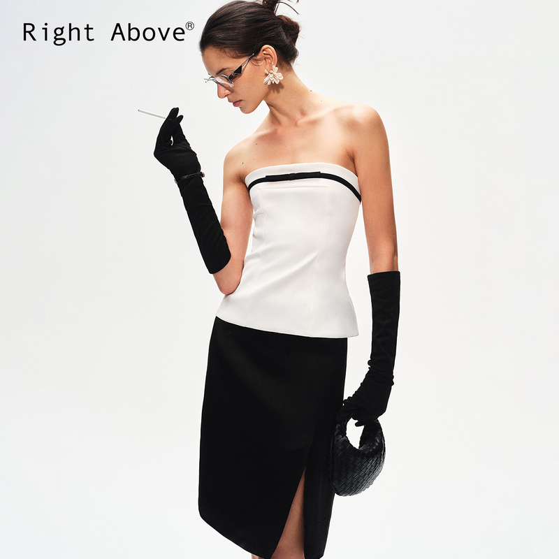 Right Above "Retro 90S Style Japanese Toray Original Yarn Bow Tube Top Summer Off-Shoulder Tank Top