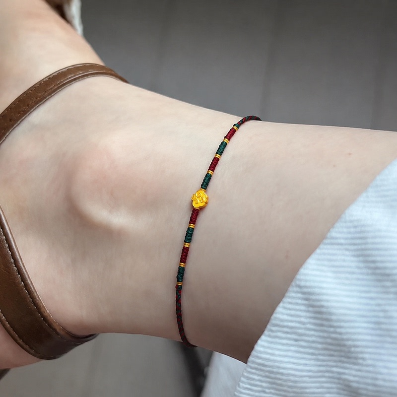 Dunhuang-Style Color Scheme Cloud Pattern Anklet Bracelet, Chinese Style Handmade Woven Red String Couple's Bracelet and Anklet for the Year of Birth Dunhuang-Style Color Scheme Cloud Pattern Anklet Bracelet, Chinese Style Handmade Woven Red String Couple's Bracelet and Anklet for the Year of Birth
