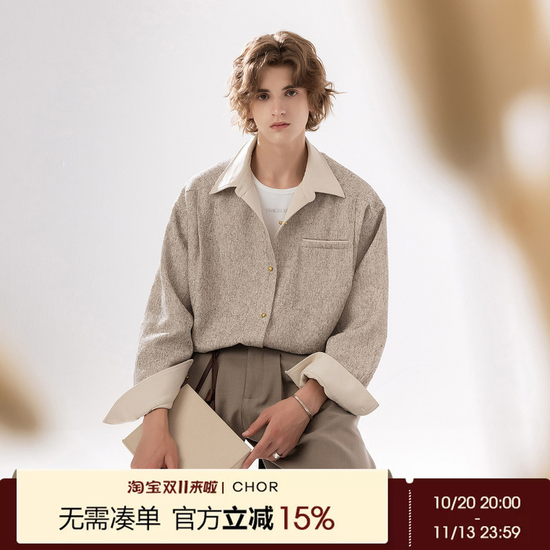 Chor Chanel-Style Reversible Long-Sleeve Shirt Jacket for Men, Autumn 2026 New Design Shirt