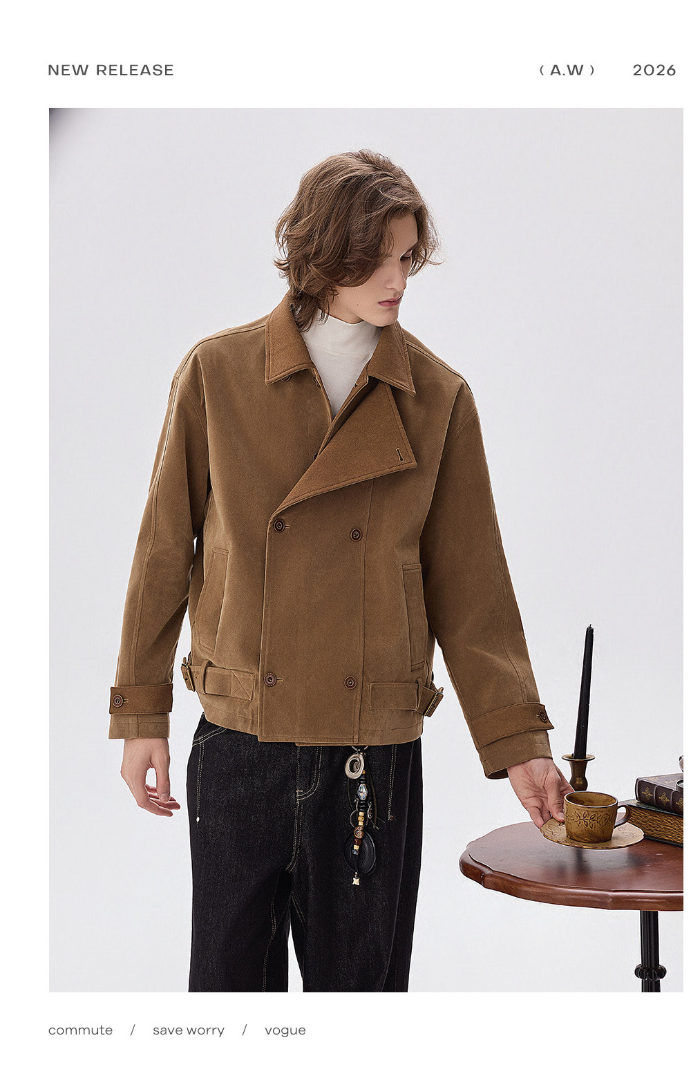 CHOR Asymmetric Placket Cropped Work Jacket