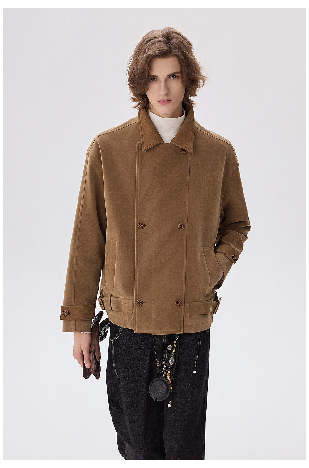 CHOR Asymmetric Placket Cropped Work Jacket