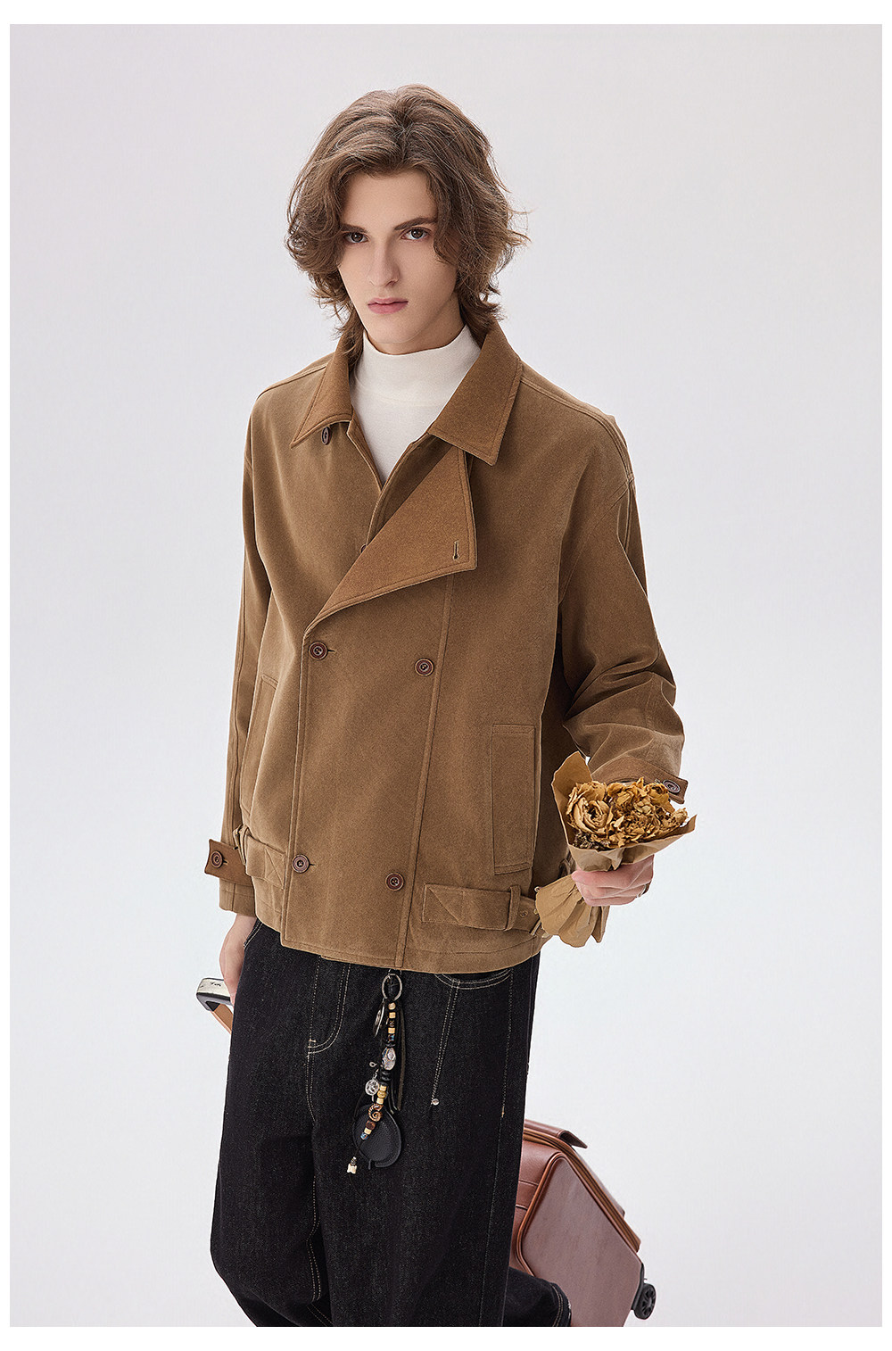 CHOR Asymmetric Placket Cropped Work Jacket