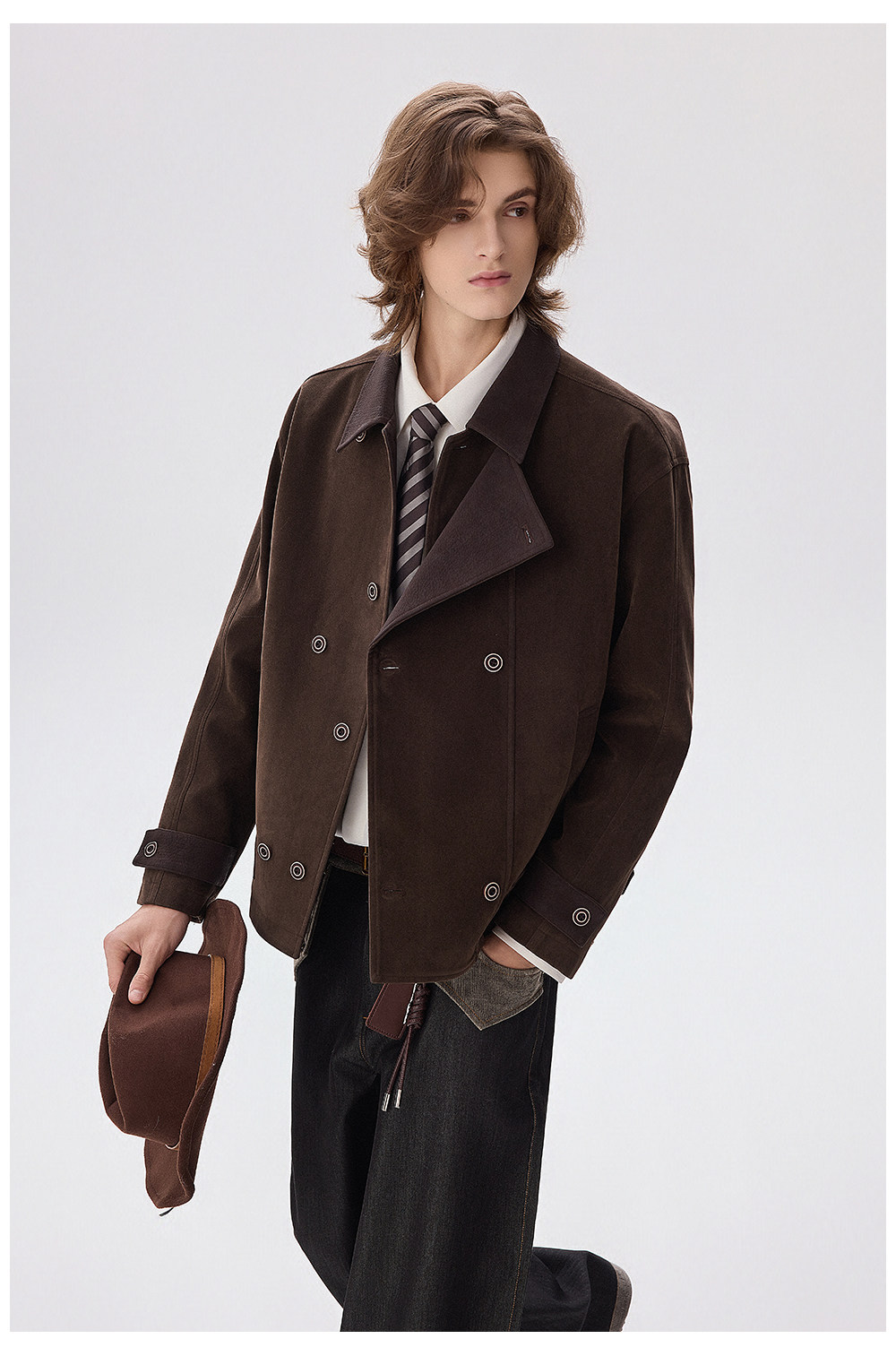 CHOR Asymmetric Placket Cropped Work Jacket