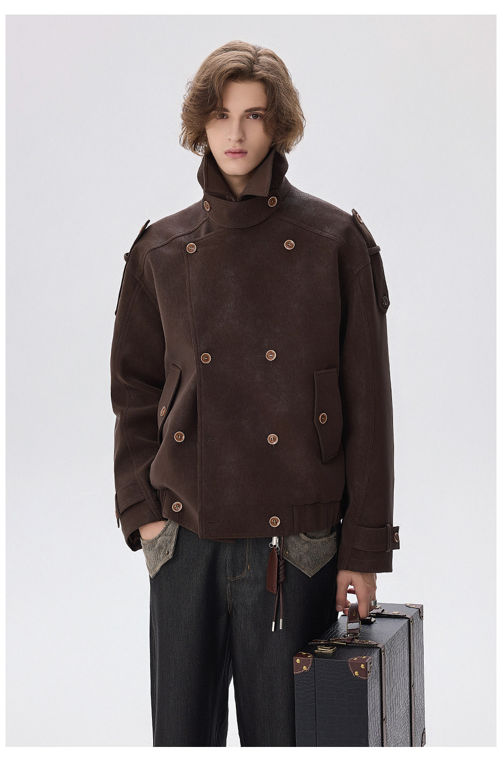 CHOR Black Double-Breasted Trench Coat