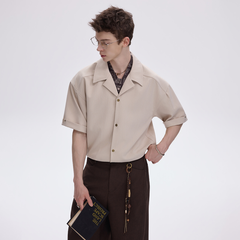 Chor Old Money Style Patchwork Fake Two-Piece Cuban Collar Short-Sleeve Shirt for Men and Women, Summer Design Casual V-Neck Shirt Chor Old Money Style Patchwork Fake Two-Piece Cuban Collar Short-Sleeve Shirt for Men and Women, Summer Design Casual V-Neck Shirt