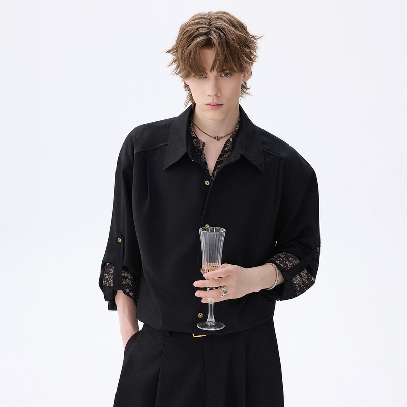 Chor Italian Minimalist Style Paisley Print Long-Sleeve Shirt Men's Casual Shirt Business High-End Top Trendy