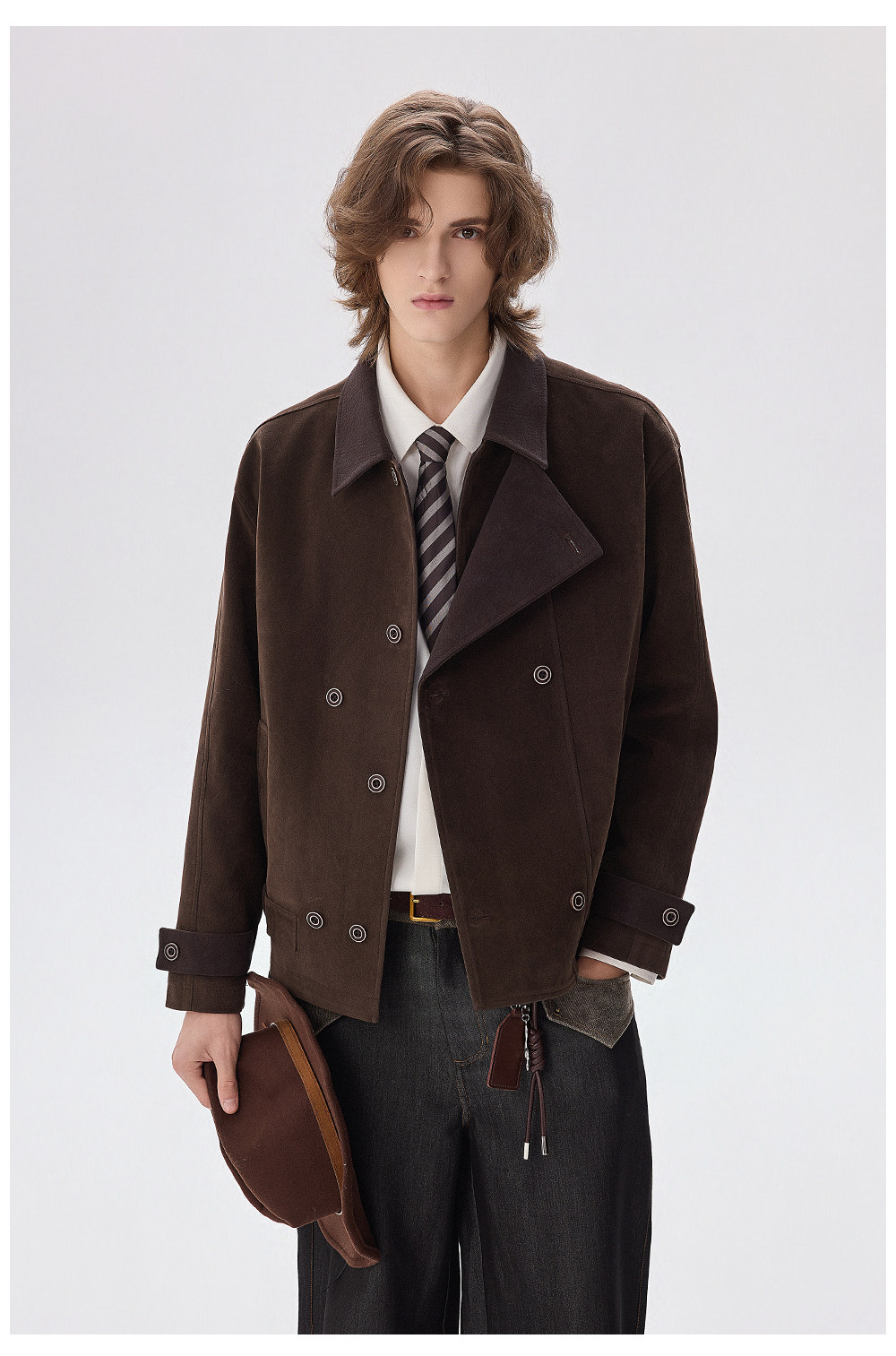 CHOR Asymmetric Placket Cropped Work Jacket