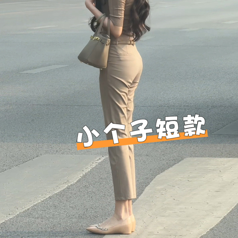 Old Money Style Petite Slim-Fit Straight-Leg Suit Pants for Women 2026 New Spring and Autumn Slimming Cropped Cigarette Pants Old Money Style Petite Slim-Fit Straight-Leg Suit Pants for Women 2026 New Spring and Autumn Slimming Cropped Cigarette Pants