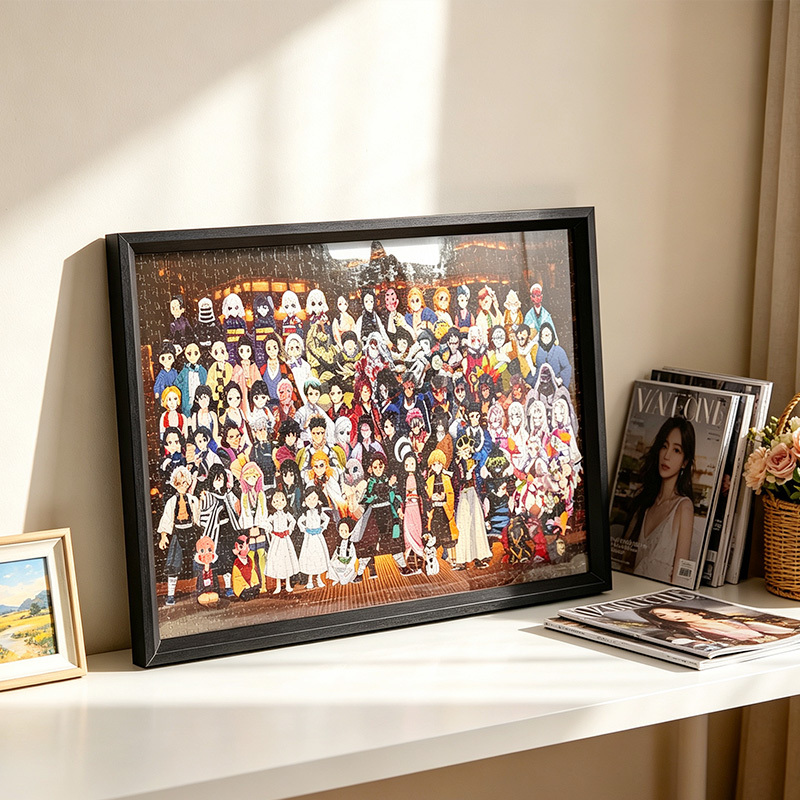 Demon Slayer Puzzle 1000-Piece Artwork Frame 88*33 Matching Empty Frame 70*50 Peripheral Frame for Wall Display