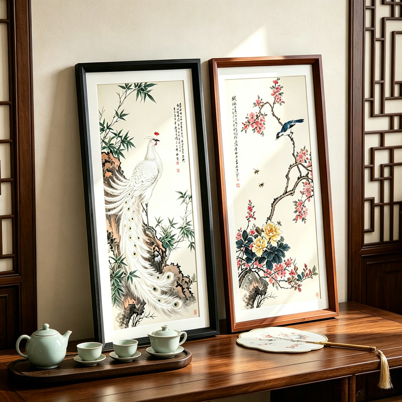 Calligraphy and Painting Frame, Chinese Painting Xuan Paper Mounting Empty Frame Outer Frame Border Strip 33*66cm 30*50cm Self-Assembled Frame