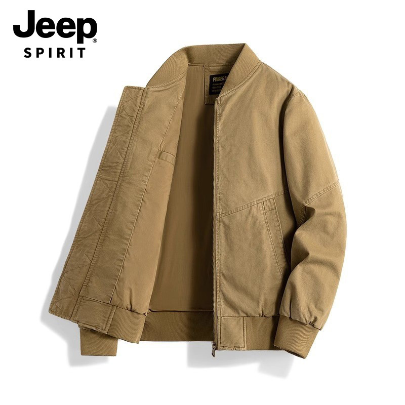 Jeep Men's Jacket 2026 Spring Vintage Sports Baseball Uniform Pure Cotton Workwear Pilot Jacket for Men