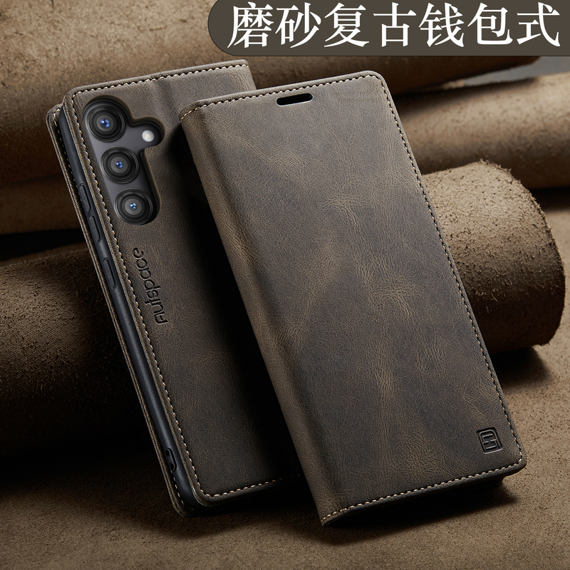 Suitable for Samsung S26 Phone Case, S24 Ultra Business Retro Style, S23+ Flip Leather Case, S22 Front and Back Case, S21 Fe Full Protection Anti-Drop, S20 Plus Magnetic Card Insertion, S25 Edge Protective Case Wallet