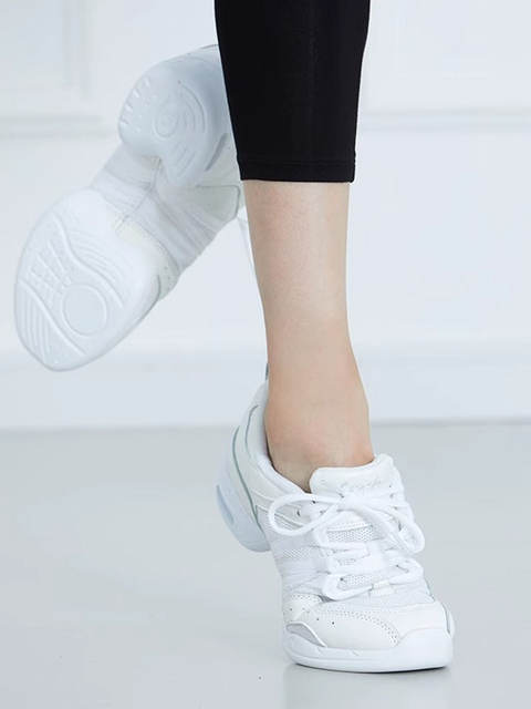 Sansha Modern Jazz Square Dance Shoes Cowhide Mesh Air Cushion Fashion Sports Dance Shoes Women White