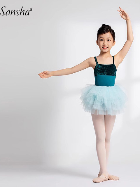 Sansha French Sansha Dance Costume for Children, Traditional Velvet Ballet Costume for Girls, Camisole-Style Leotard