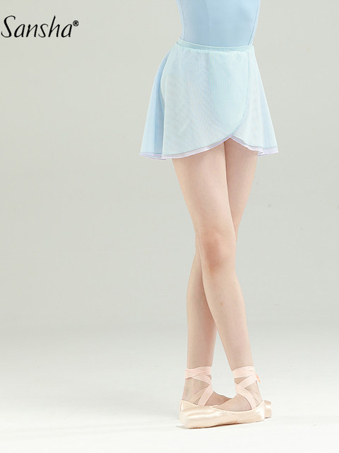 Sansha Ballet Skirt for Girls, Mesh Half-Skirt with Double-Layer Contrasting Colors, Matching Dance Short Skirt, Practice Skirt