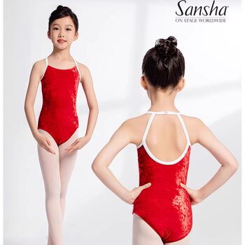 Sansha Girls' Dancewear Velvet Halter Neck Leotard Open-Crotch Practice Outfit Gymnastics Outfit
