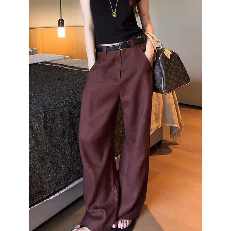 Superb Long Pants 2026 New Style with Drapey Texture, Loose Fit, Suitable for Commuting, Enhances Complexion, Vintage Vermilion Color, Casual Pants for Women Superb Long Pants 2026 New Style with Drapey Texture, Loose Fit, Suitable for Commuting, Enhances Complexion, Vintage Vermilion Color, Casual Pants for Women