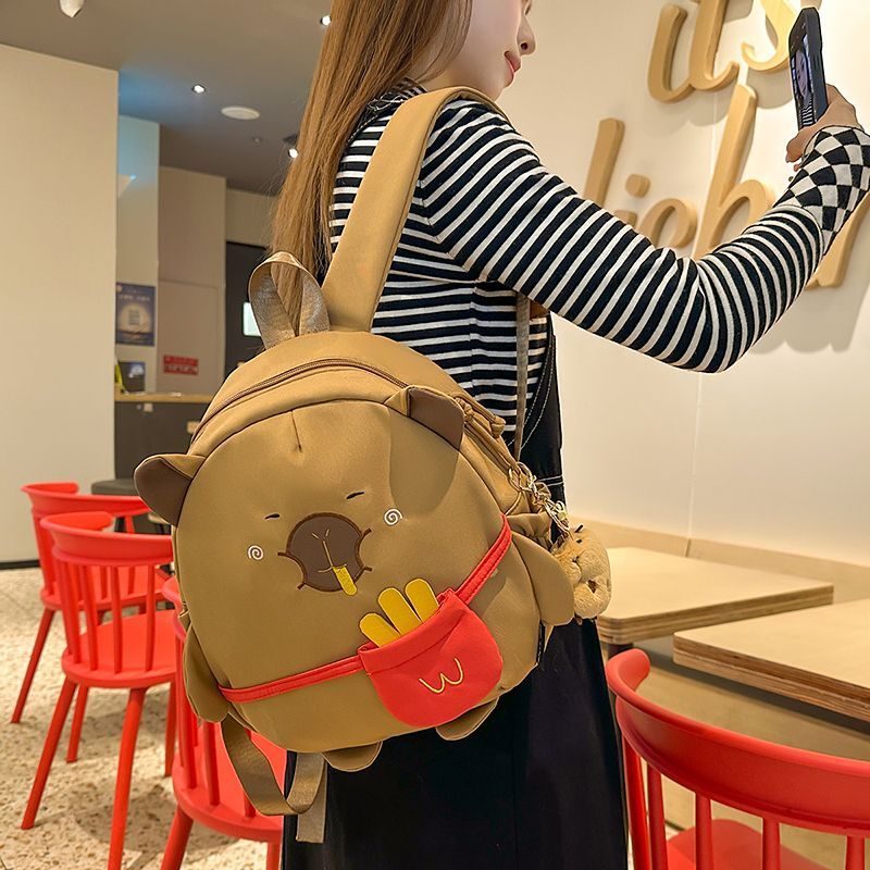 Cute Cartoon Capybara Backpack Capibara 2025 French Fries New Lightweight Outdoor Backpack