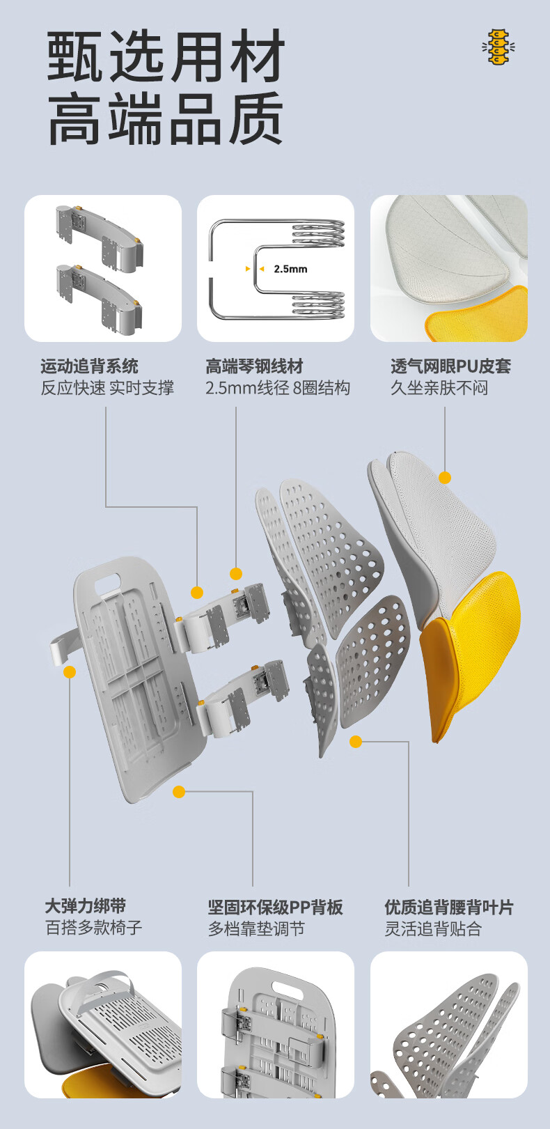 Ergonomic backrest cushion, lumbar support for car, office backrest support, lumbar support tool