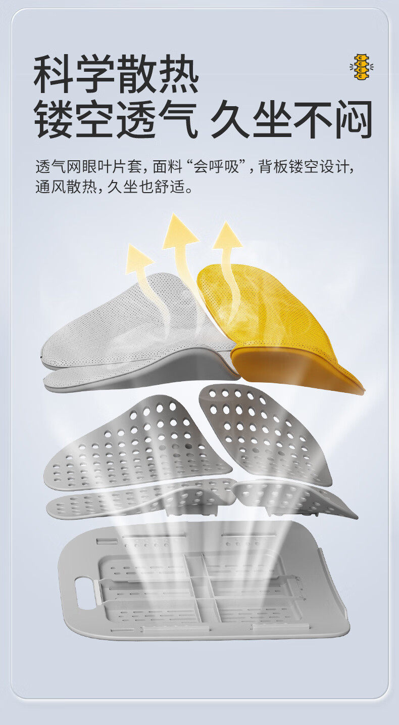 Ergonomic backrest cushion, lumbar support for car, office backrest support, lumbar support tool