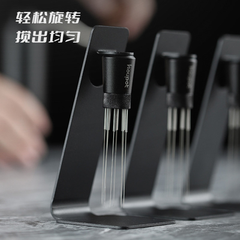 Coffee Distribution Needle, Stainless Steel Distribution Tool, Coffee Stirrer, Clump Breaker, Solid Wood with Storage, Distribution Needle for Espresso