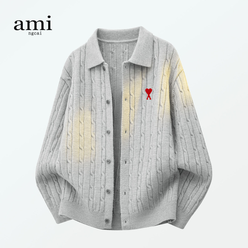 Ami Ngcai Official Polo Collar Knitwear, Unisex Autumn and Winter Twist Cardigan Jacket, Lazy Style Sweater Ami Ngcai Official Polo Collar Knitwear, Unisex Autumn and Winter Twist Cardigan Jacket, Lazy Style Sweater