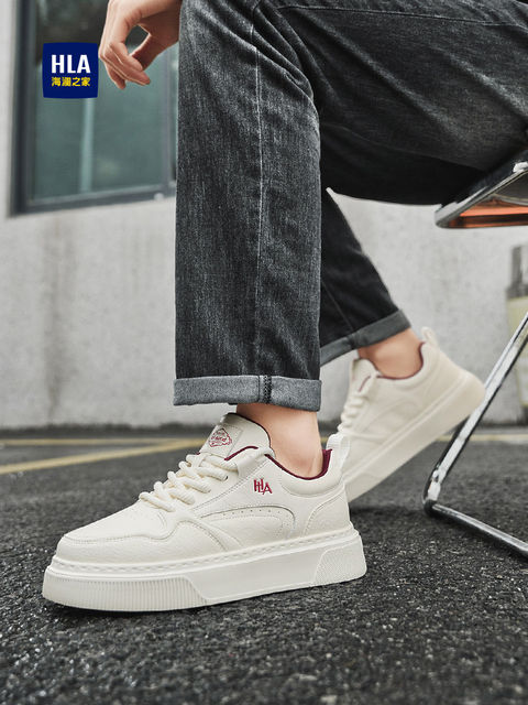 Heilan Home Men's Shoes 2026 New Thick-Soled Height-Increasing Genuine Leather Sneakers Soft-Soled Men's Sports White Trendy Shoes Versatile