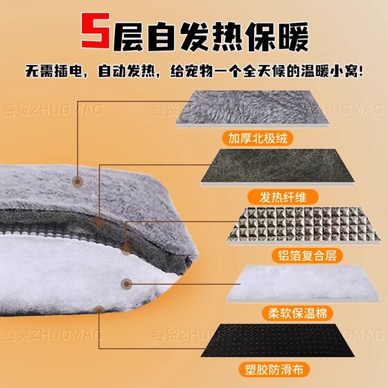 Pet Electric Blanket, Non-Electric Heating Pad, Wireless Self-Heating for Dogs and Cats, Winter Heating Device for Pet Beds