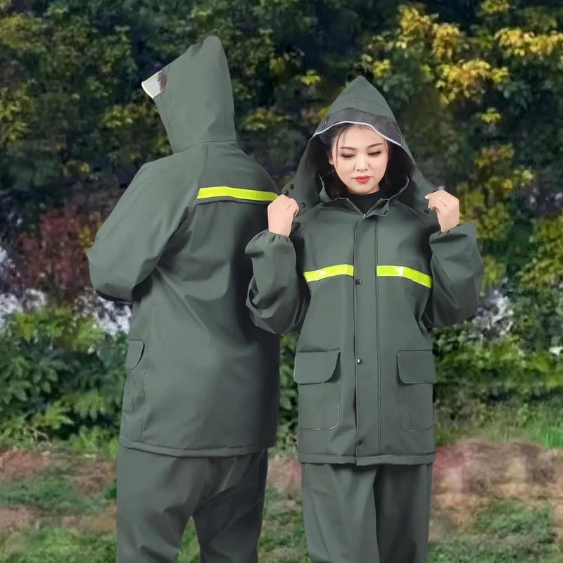 High-End Raincoat and Rain Pants Set, Full-Body Double-Layer Thickened Reflective Split Raincoat and Pants for Adult Men and Women, Suitable for Delivery Riders