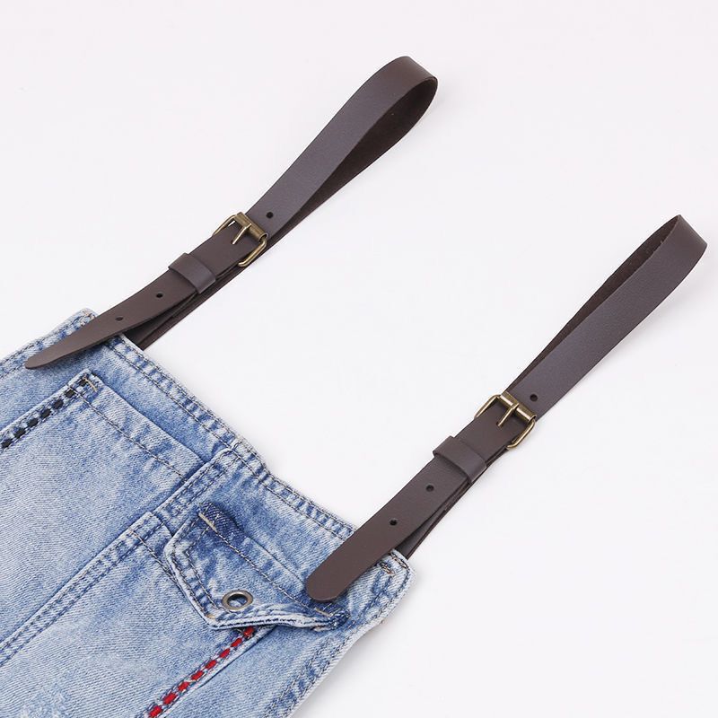 Denim Overalls Accessories Straps Replacement Shoulder Straps Pair of Two Centimeters Microfiber Leather Washable Adjustable Sewing