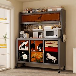 Retro Style Kitchen Floor Rack Steel Sideboard For Home Wall-Side Integrated Rock Board Storage Cabinet Storage Cabinet
