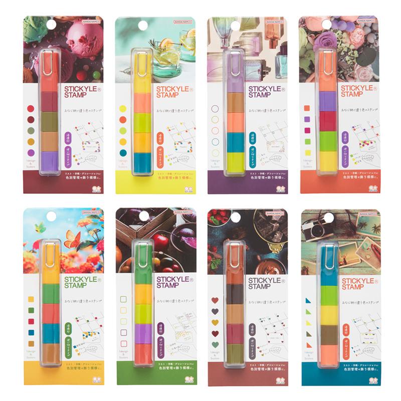 Japanese Sun Star All-In-One Pen-Type Ink Stamp Joint Stamp Cartoon Mini Journal Diary