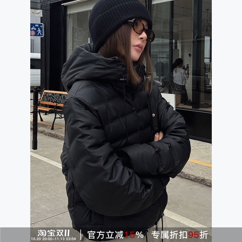 Rher Studio “Jeju Evening Breeze” Ribbed Fleece Jacket with Hood, Simple, Warm, Slimming, Fashionable Coat Y65L