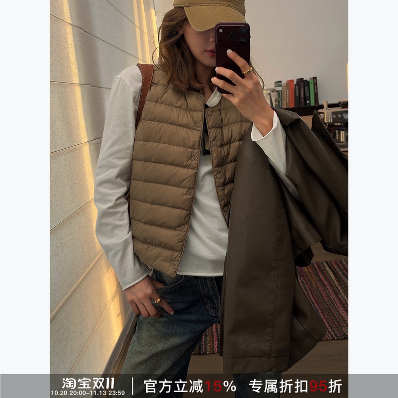 Rherstudio "Göteborg Wind Marking" Autumn and Winter Lightweight Inner Liner Warm 95% White Goose down Casual Sleeveless Vest Rherstudio "Göteborg Wind Marking" Autumn and Winter Lightweight Inner Liner Warm 95% White Goose down Casual Sleeveless Vest