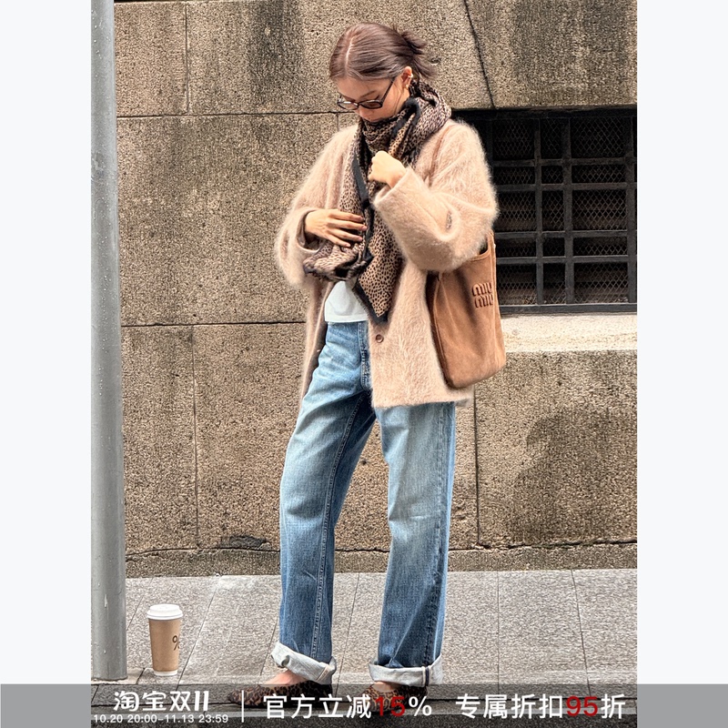 Rher Studio “Midnight in Paris” Retro Washed Versatile Loose Straight-Leg Slimming Casual Jeans K90 Rher Studio “Midnight in Paris” Retro Washed Versatile Loose Straight-Leg Slimming Casual Jeans K90
