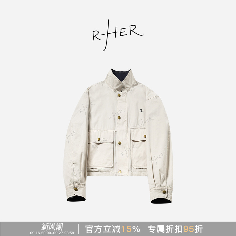 Rher Studio“”Stylish Workwear-Style Multi-Pocket Reversible Fashion Short Jacket Wl137 Rher Studio“”Stylish Workwear-Style Multi-Pocket Reversible Fashion Short Jacket Wl137