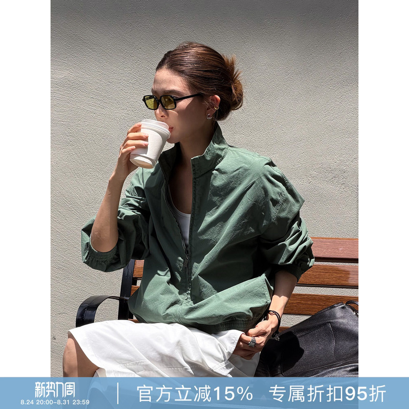 Rher Studio Spring New Fashion Windproof Short Waist-Cinching Workwear Korean Style Casual Jacket W2725 Rher Studio Spring New Fashion Windproof Short Waist-Cinching Workwear Korean Style Casual Jacket W2725