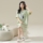 Женская летняя хлопчатобумажная пижама Cat nightdress, тонкая, можно носить на улице, свободное платье средней длины большого размера, домашняя одежда mini 3